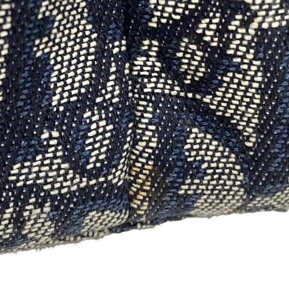 Auth DIOR/ChristianDior Trotteur Navy Dark Navy Cream Jacquard Leather Tote Bag - Picture 14 of 16